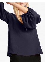 French Connection Crepe Puff Sleeve Blouse, Utility Blue